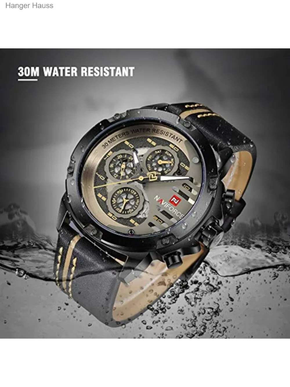 Men's Military Sport Watch Waterproof Japanese Quartz Analog Leather Band